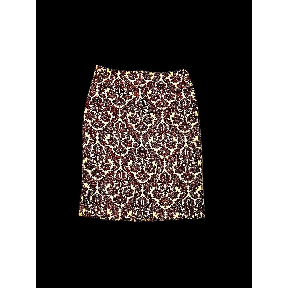 Vtg Talbots Tapestry Pencil Skirt 10 Brown Brocade Office Career Preppy Classic